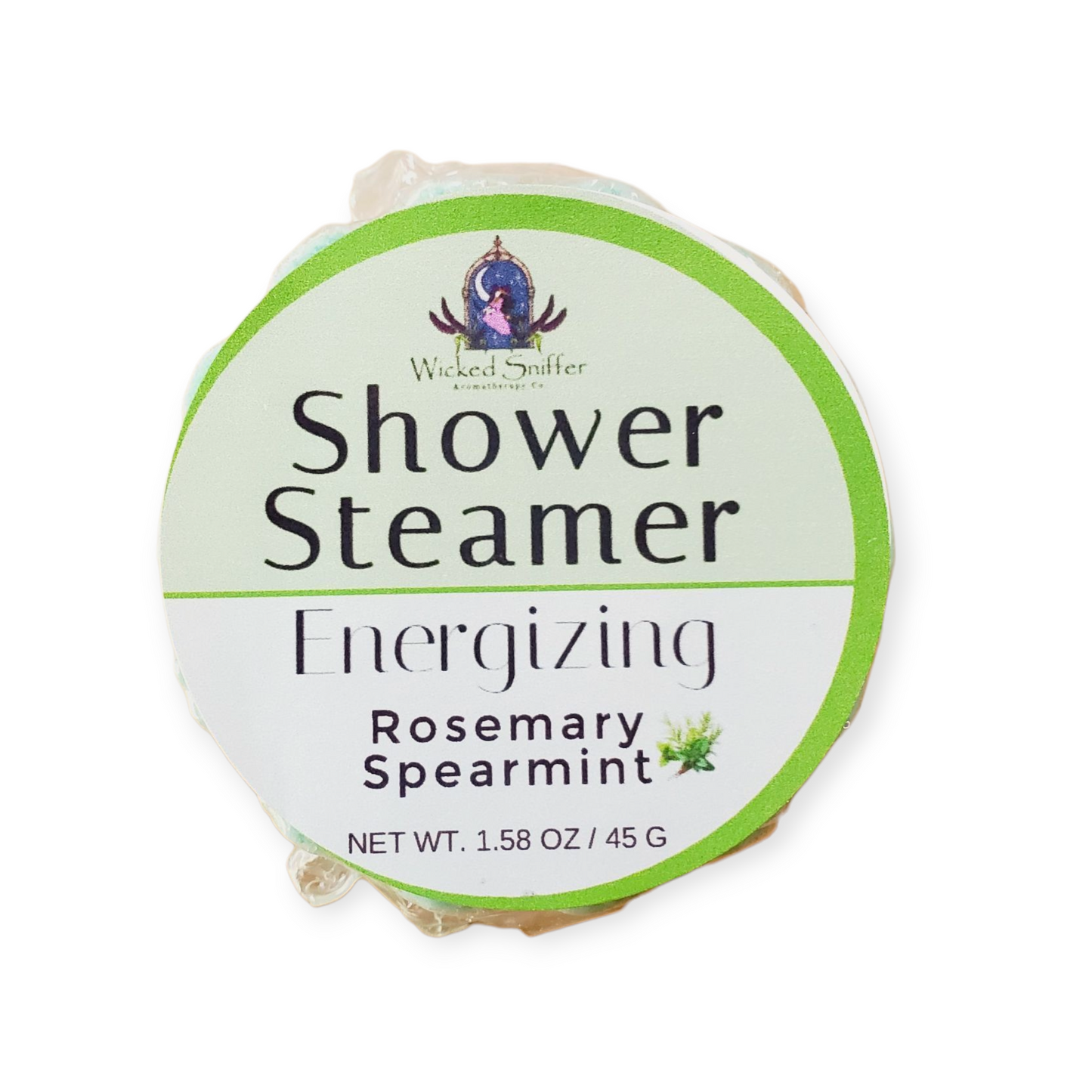Shower steamer with 'Wicked Sniffer' branding on a white background