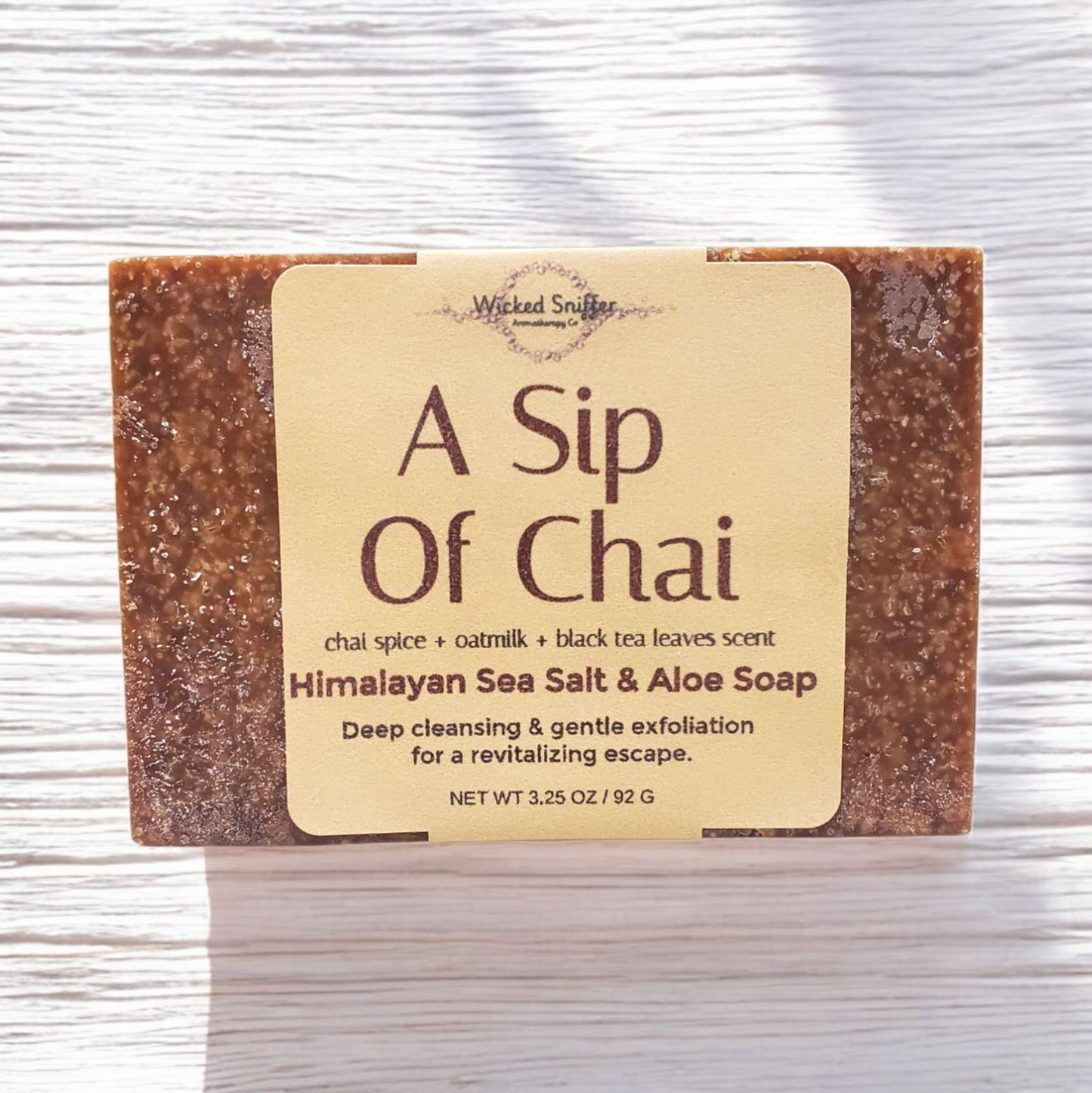 A Sip of Chai Himalayan Salt Bar, Exfoliating Soap, Spicy Chai Scent