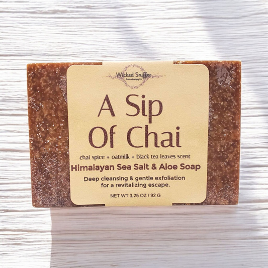 A Sip of Chai Himalayan Salt Bar, Exfoliating Soap, Spicy Chai Scent