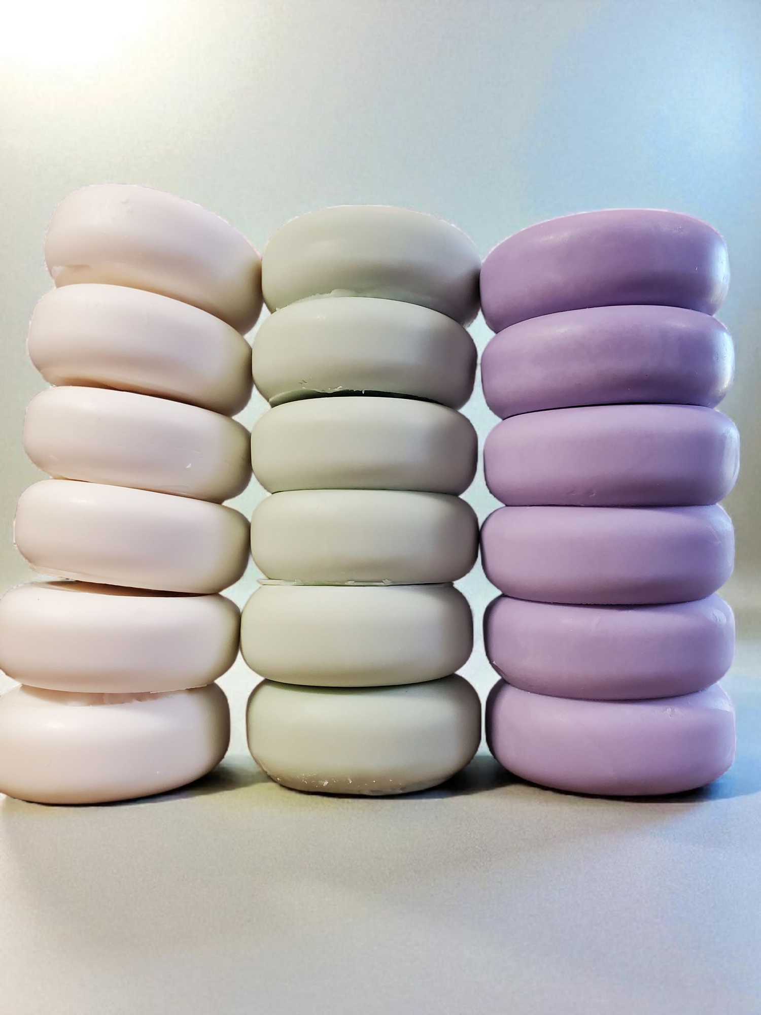 Shampoo Bars Stacked on a white background.