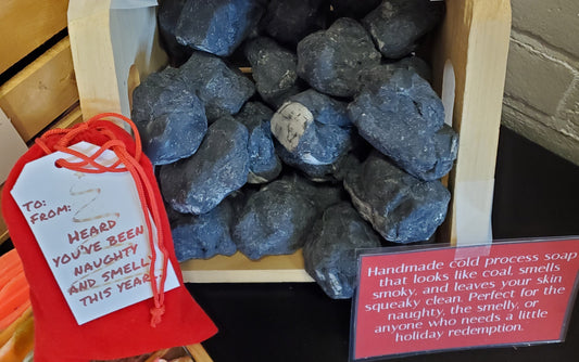 Lump of Coal Soap, Smoky Scent, Great Holiday Gift
