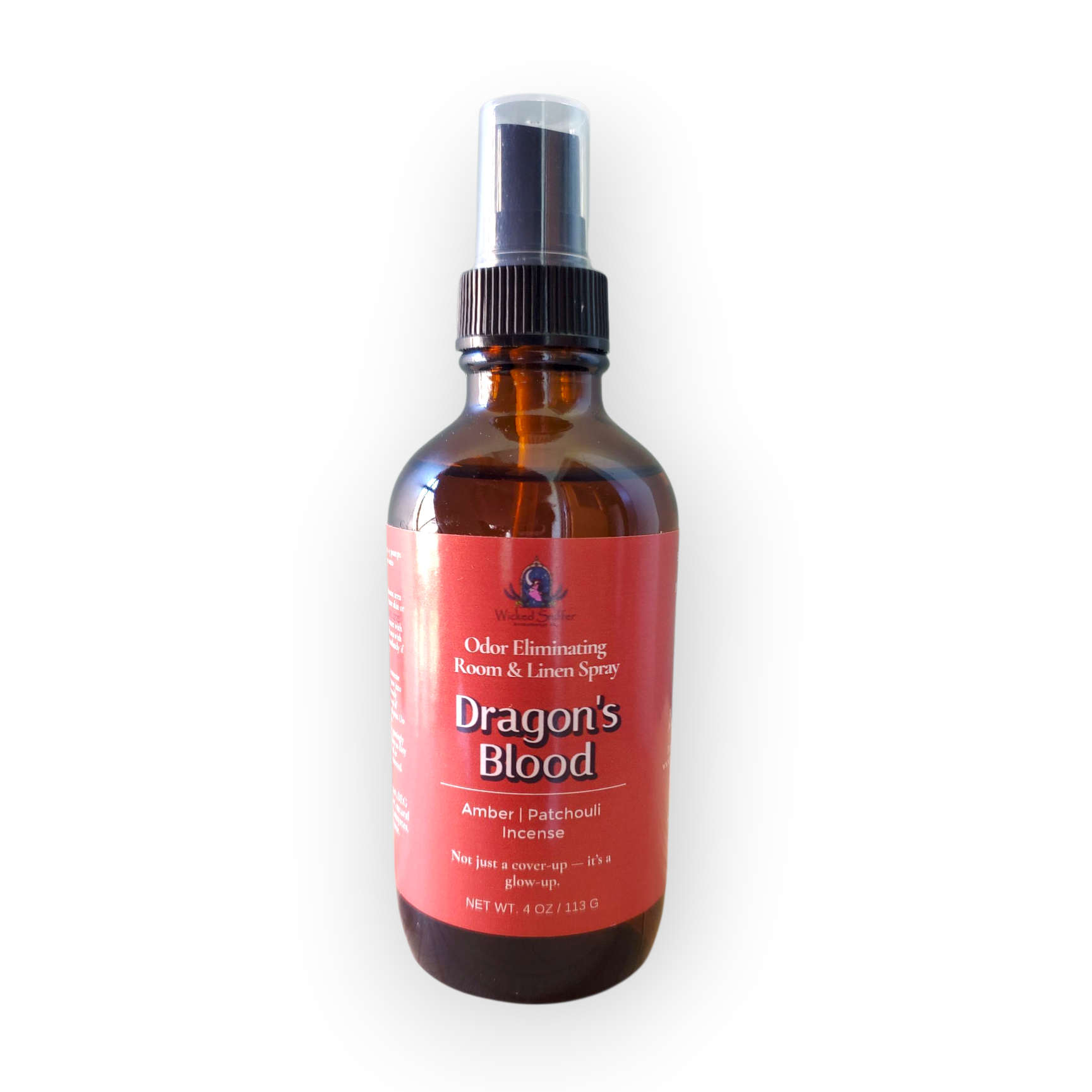 Bottle of 'Dragon's Blood' spray on a white background