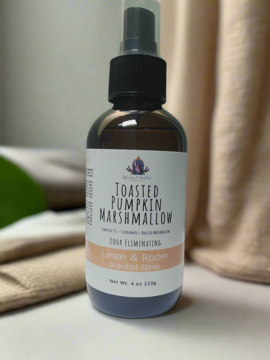 Toasted Pumpkin Marshmallow Room & Linen Spray (AI generated background)