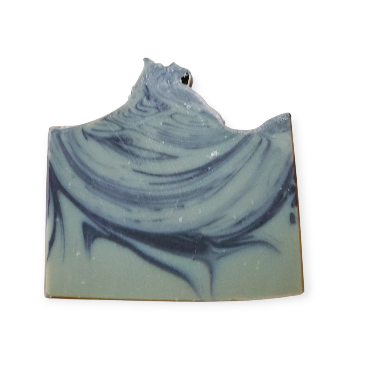 Marble-patterned soap bar on a white background