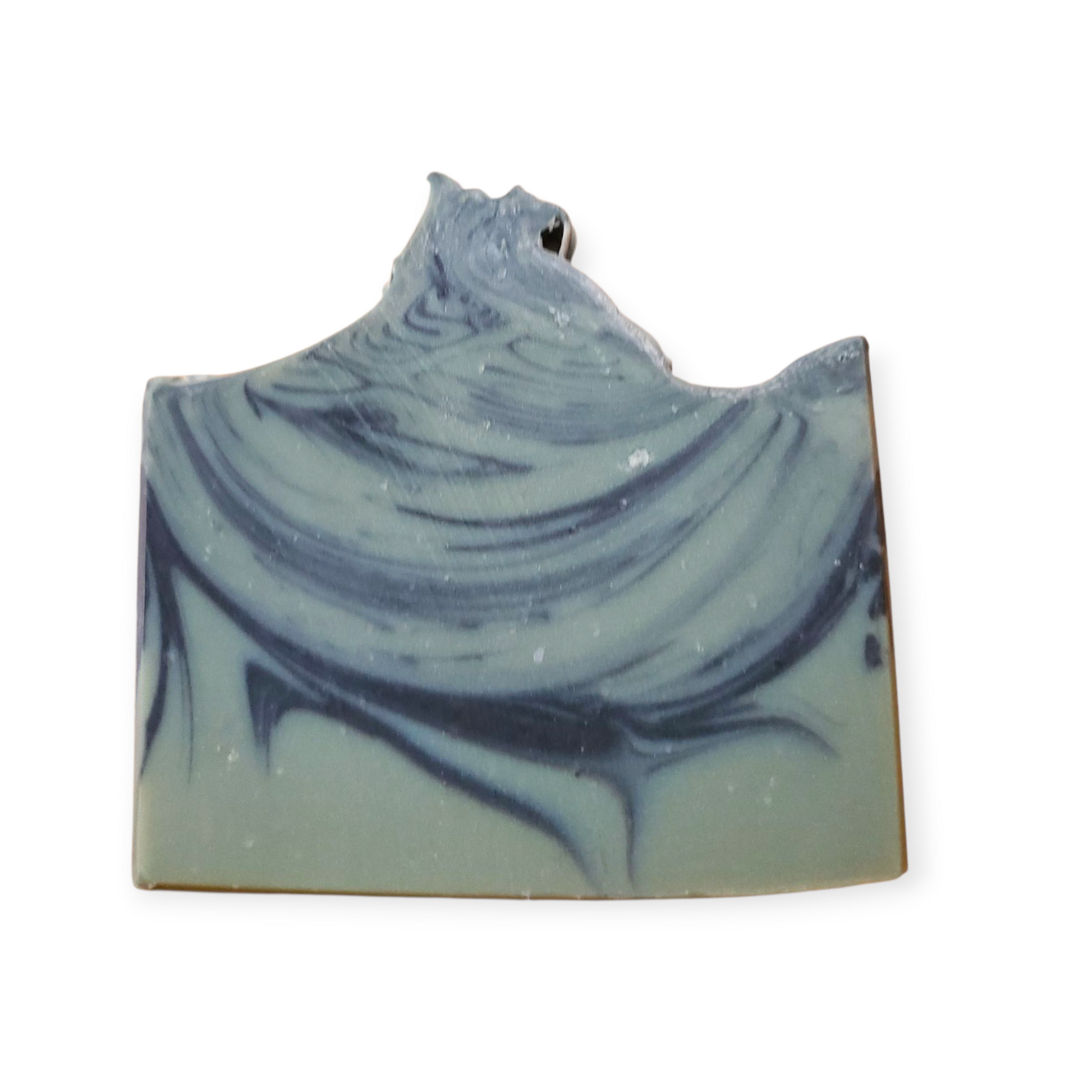 Marble-patterned soap bar on a white background